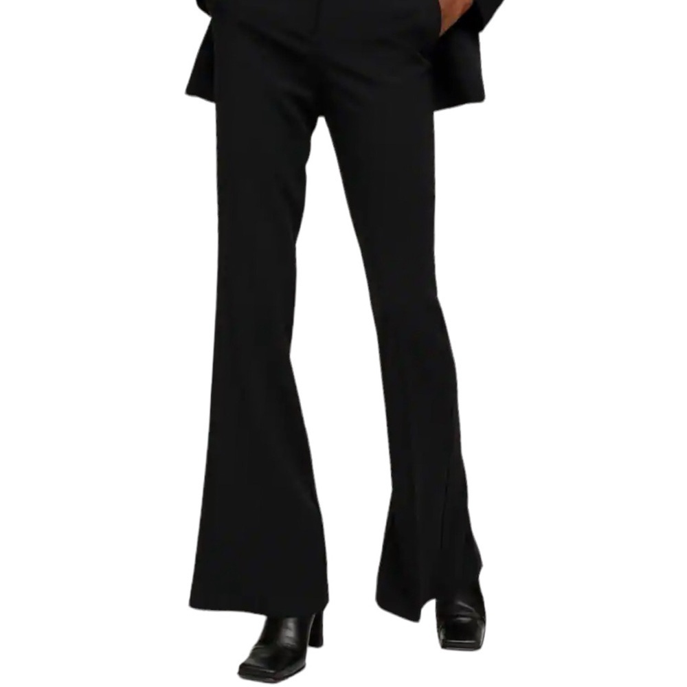 NWT! Mango MNG Back Slit Hems Flare Trousers In Black Size US 8